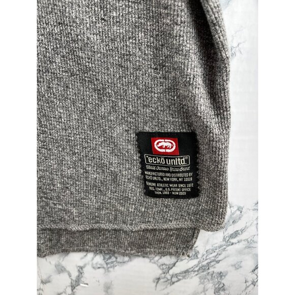 Ecko Unltd. Mens  Size L Grey Marled Long Sleeve Crewneck Thermal Shirt - Picture 11 of 11